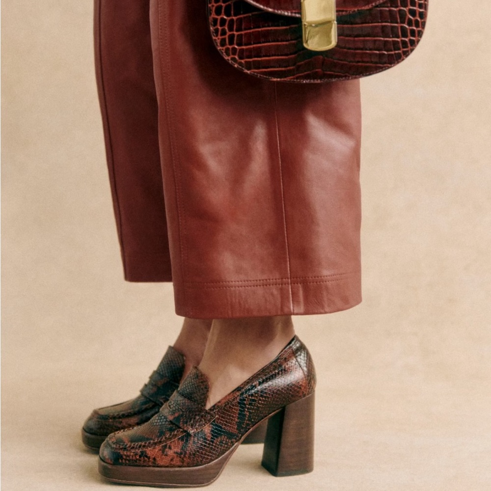 Sezane Jessie Loafers in Brown Python